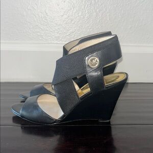 MICHAEL KORS Black Strappy Wedges